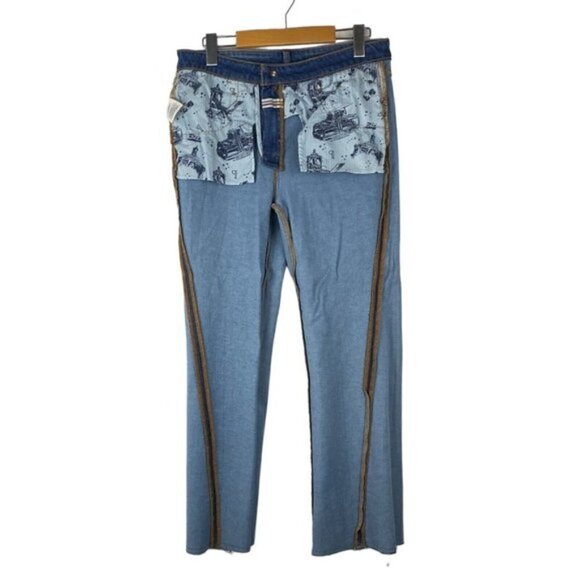 Anthropologie Pilcro and the Letterpress High Rise Flare Ankle Raw Hem Blue 29 - Picture 4 of 16